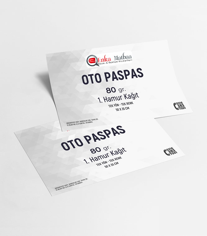 80 Gr. Kağıt Oto Paspası